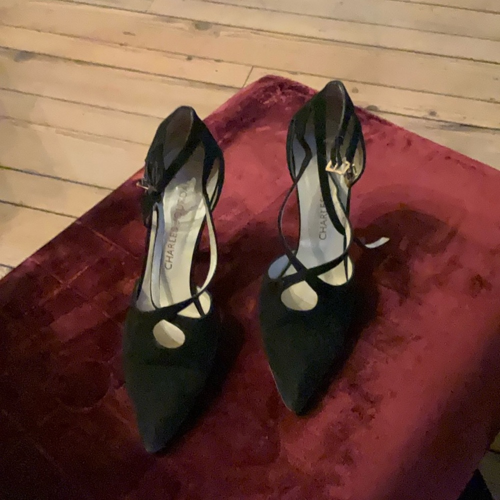 Charles Jourdan Black Strappy Heels